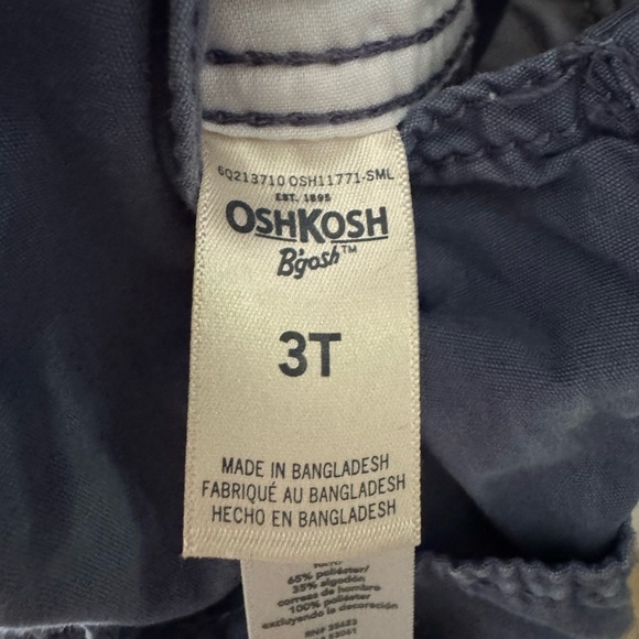 OshKosh B'gosh Navy Blue Kids Overalls with striped straps and grey leg cuffs 3T - Picture 3 of 4